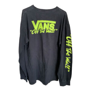 Vans Long Sleeve Tee L Black Neon Green "Off The Wall"